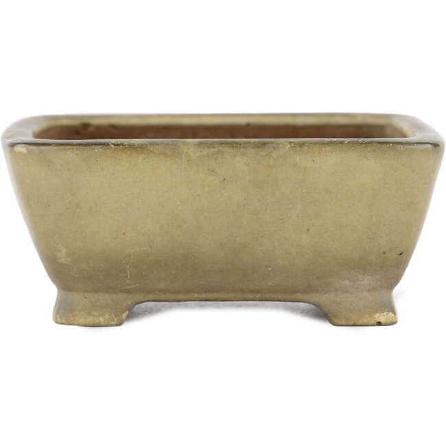 Pot à bonsaï rectangulaire beige par Shibakatsu - 105 x 85 x 45 mm