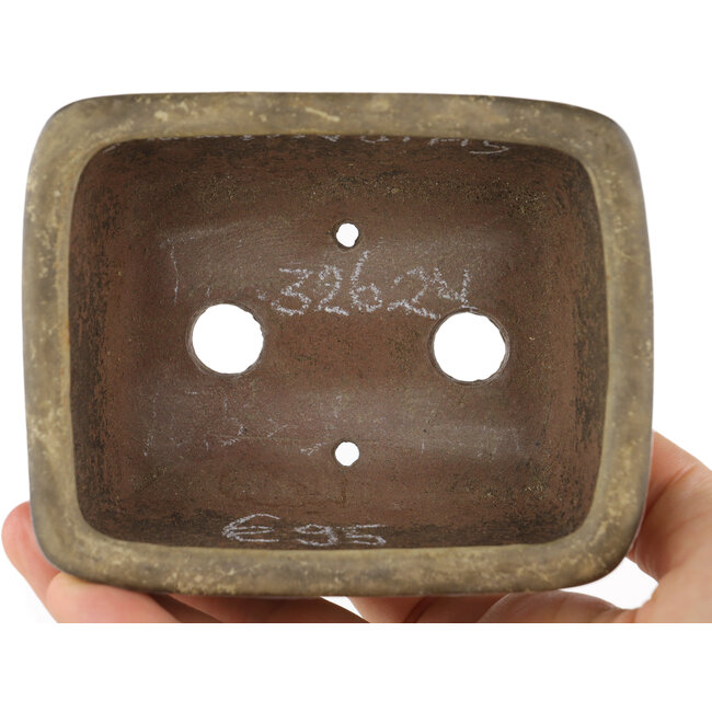 Pot à bonsaï rectangulaire beige par Shibakatsu - 105 x 85 x 45 mm