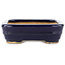 Rectangular blue bonsai pot by Hattori - 135 x 100 x 30 mm