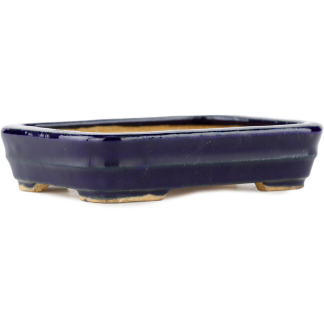 Rectangular blue bonsai pot by Hattori - 135 x 100 x 30 mm