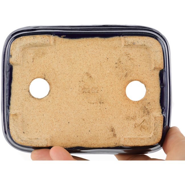 Pot à bonsaï rectangulaire bleu par Hattori - 135 x 100 x 30 mm