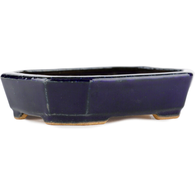 Rectangular blue bonsai pot by Hattori - 130 x 95 x 30 mm