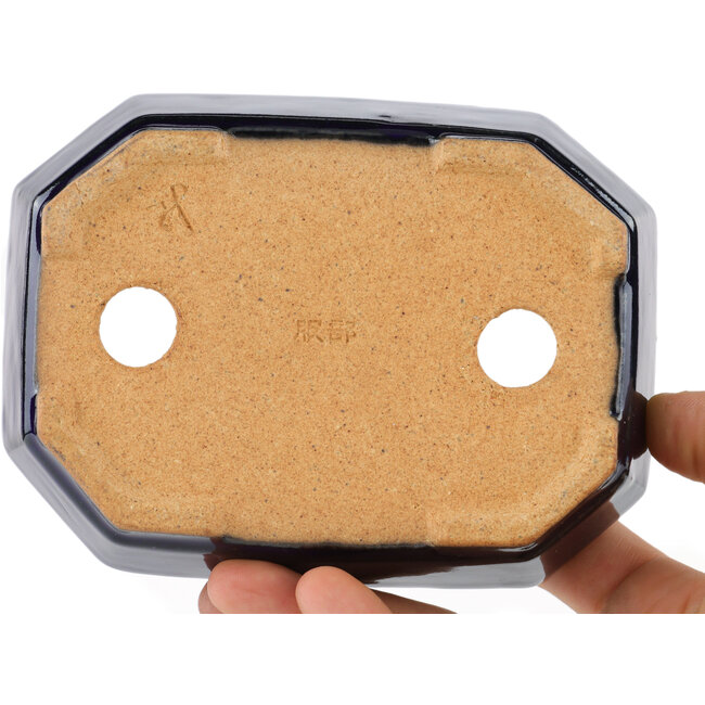 Pot à bonsaï rectangulaire bleu par Hattori - 130 x 95 x 30 mm