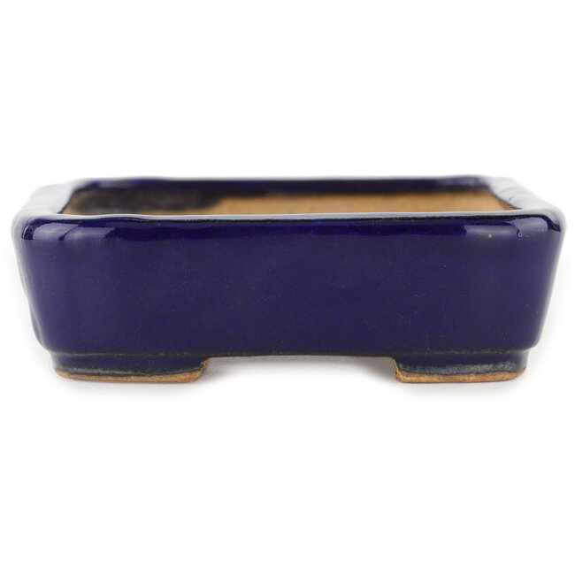 Rectangular blue bonsai pot by Hattori - 130 x 95 x 30 mm