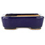 Rectangular blue bonsai pot by Hattori - 130 x 95 x 30 mm