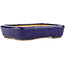 Rectangular blue bonsai pot by Hattori - 130 x 95 x 30 mm