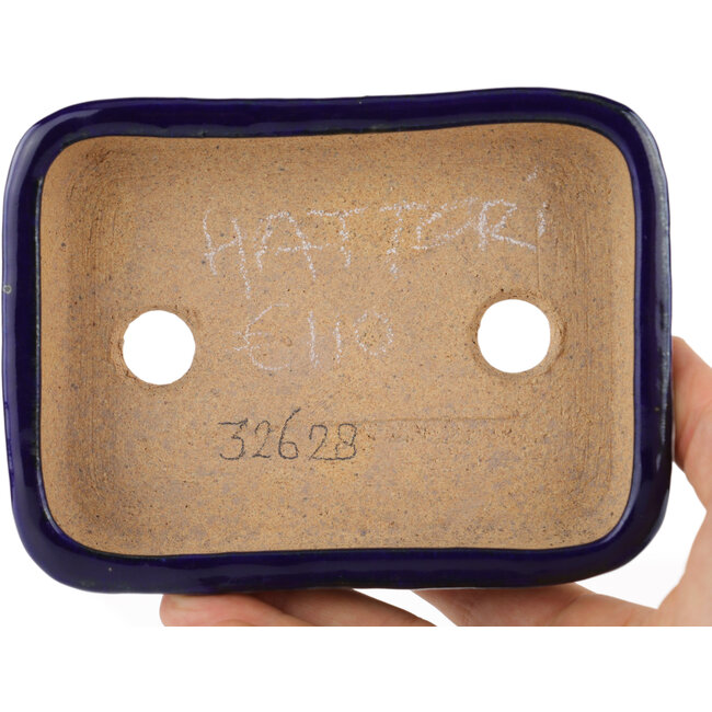 Pot à bonsaï rectangulaire bleu par Hattori - 130 x 95 x 30 mm