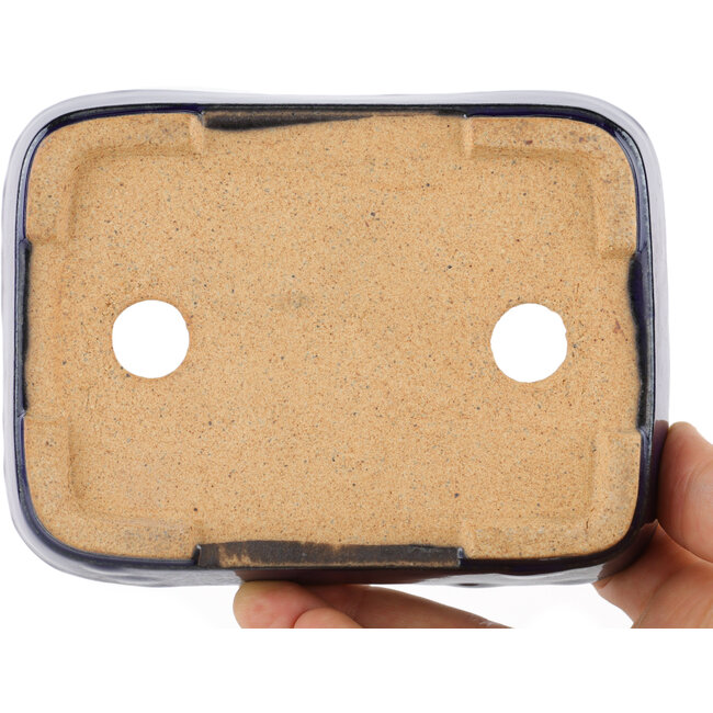 Pot à bonsaï rectangulaire bleu par Hattori - 130 x 95 x 30 mm