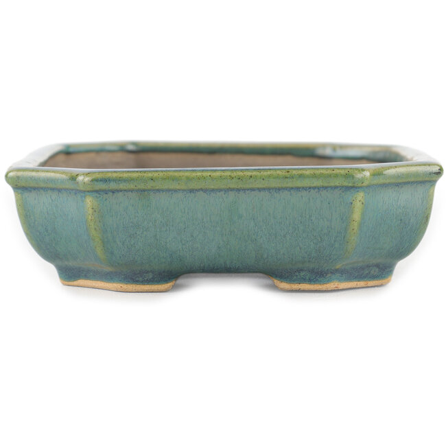 Maceta rectangular para bonsái verde de Kohshunosai - 165 x 125 x 35 mm