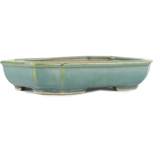 Pot à bonsaï vert rectangulaire par Kohshunosai - 165 x 125 x 35 mm