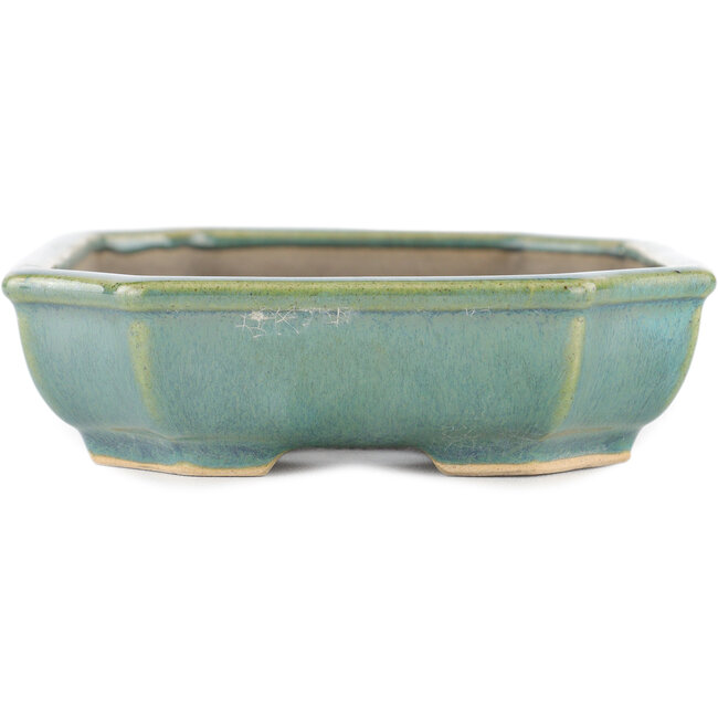 Pot à bonsaï vert rectangulaire par Kohshunosai - 165 x 125 x 35 mm