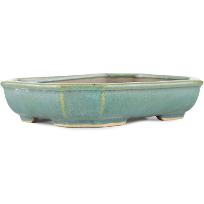 Maceta rectangular para bonsái verde de Kohshunosai - 165 x 125 x 35 mm