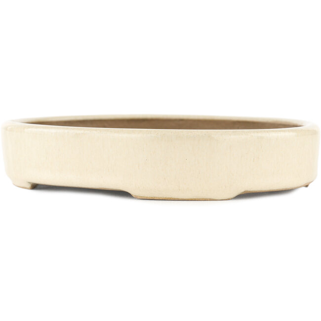 Pot à bonsaï ovale blanc par Kohshunosai - 170 x 140 x 30 mm