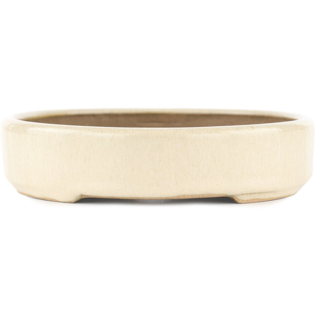 Maceta ovalada para bonsái blanca de Kohshunosai - 170 x 140 x 30 mm