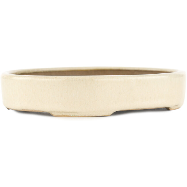 Pot à bonsaï ovale blanc par Kohshunosai - 170 x 140 x 30 mm