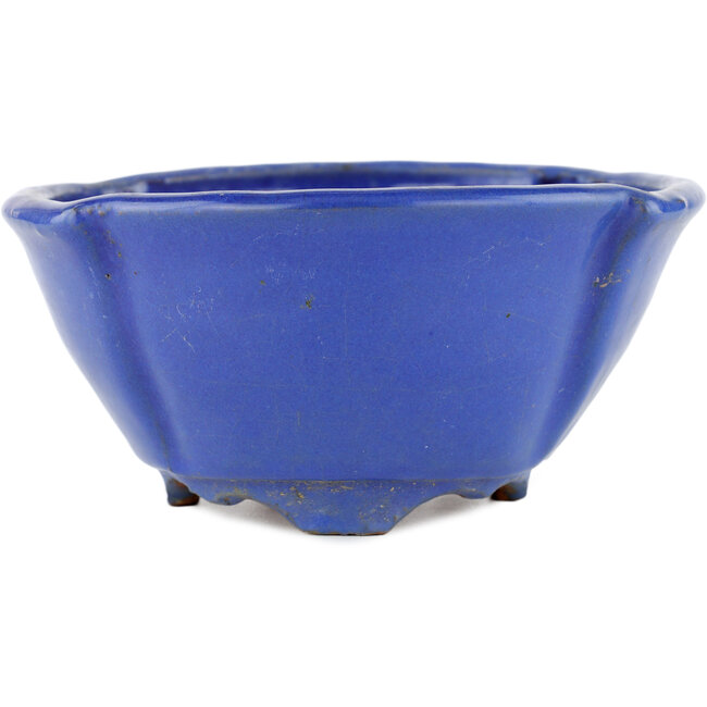 Pot à bonsaï ovale bleu par Shuhou - 170 x 170 x 80 mm