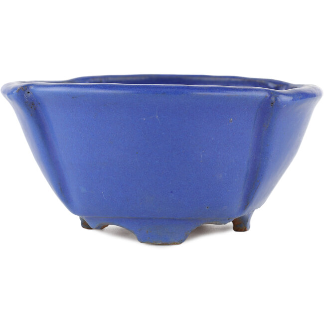 Pot à bonsaï ovale bleu par Shuhou - 170 x 170 x 80 mm