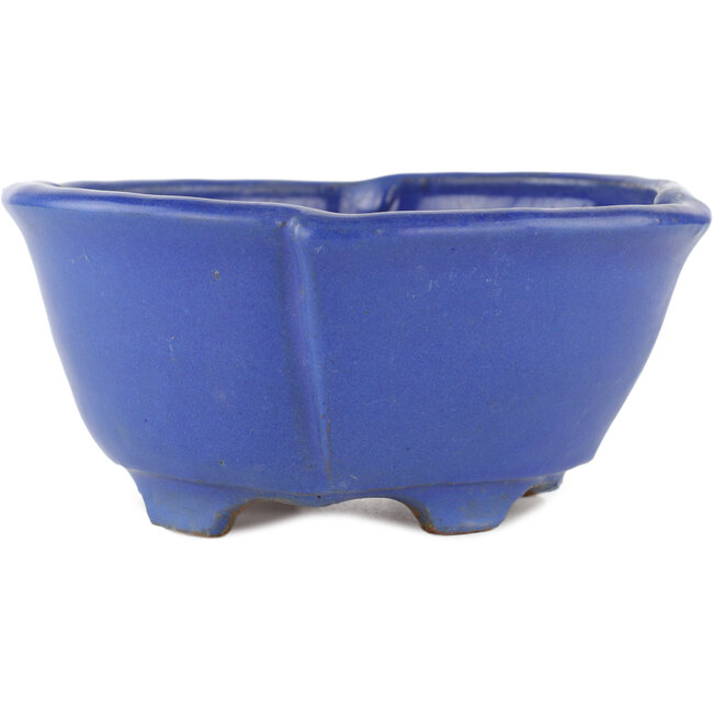 Oval blue bonsai pot by Shuhou - 170 x 170 x 80 mm