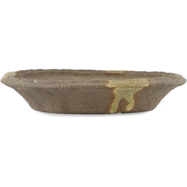 Round unglazed bonsai pot by Ryugaku - 160 x 160 x 30 mm