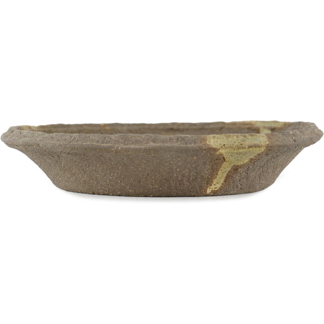 Round unglazed bonsai pot by Ryugaku - 160 x 160 x 30 mm