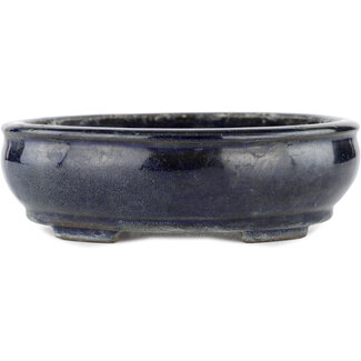 Shibakatsu (Katsuichi Shibata) 160 mm  blue bonsai pot by Shibakatsu, Tokoname, Japan