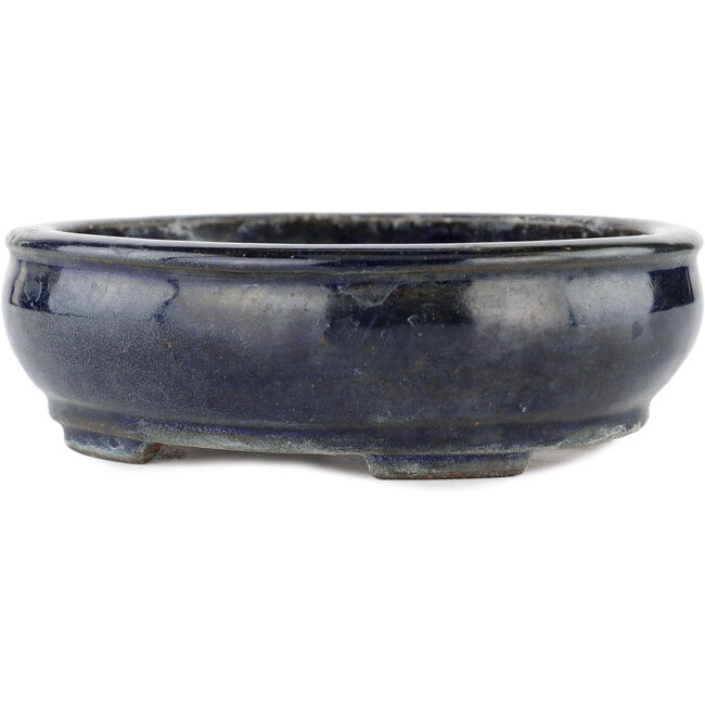 Oval blue bonsai pot by Shibakatsu - 160 x 130 x 50 mm