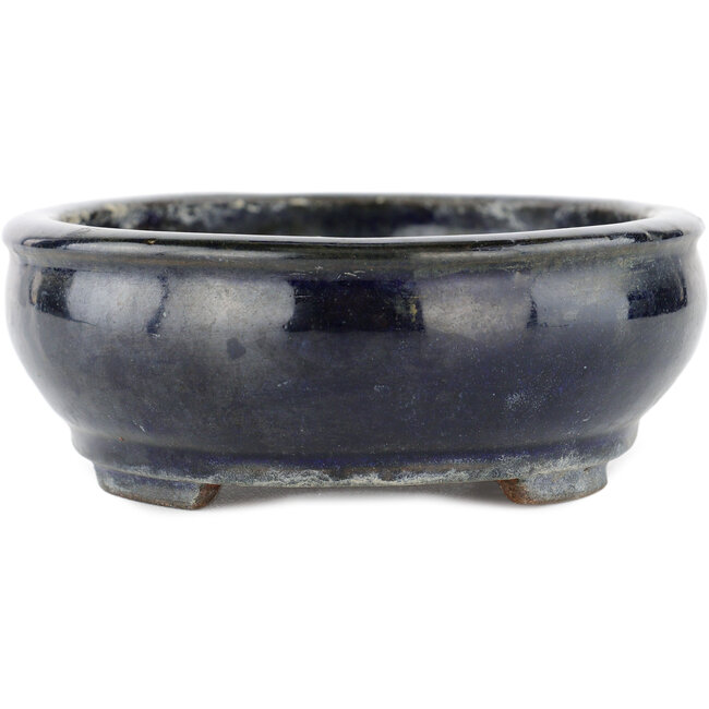 Ovaler blauer Bonsai-Topf von Shibakatsu - 160 x 130 x 50 mm