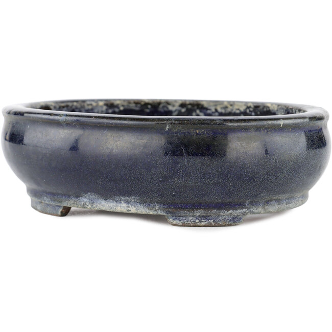 Ovale blauwe bonsaipot van Shibakatsu - 160 x 130 x 50 mm
