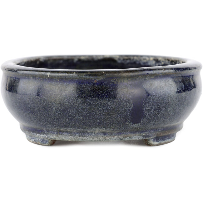 Ovale blauwe bonsaipot van Shibakatsu - 160 x 130 x 50 mm