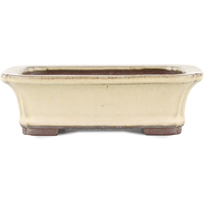 Rectangular beige bonsai pot by Yamaaki - 155 x 120 x 50 mm