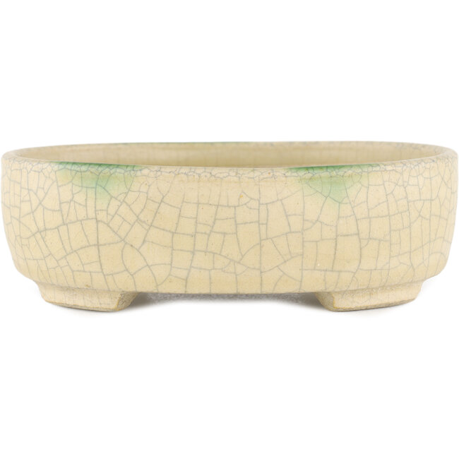 Vaso bonsai ovale beige di Terahata Satomi Mazan - 160 x 130 x 50 mm