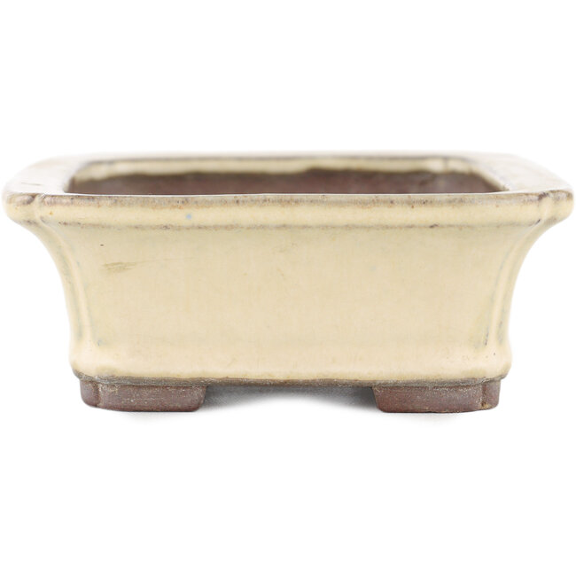 Pot à bonsaï rectangulaire beige par Yamaaki - 155 x 120 x 50 mm