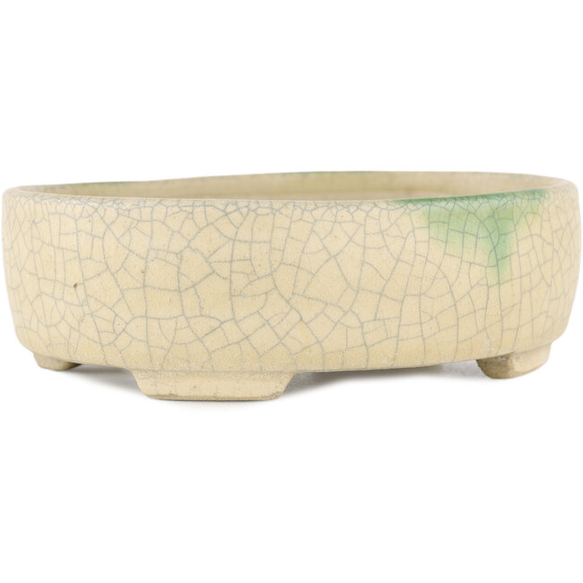 Vaso bonsai ovale beige di Terahata Satomi Mazan - 160 x 130 x 50 mm