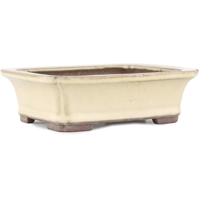 Rechthoekige beige bonsaipot van Yamaaki - 155 x 120 x 50 mm
