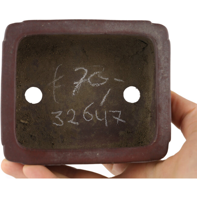 Pot à bonsaï rectangulaire non émaillé par Yamaaki - 110 x 95 x 50 mm