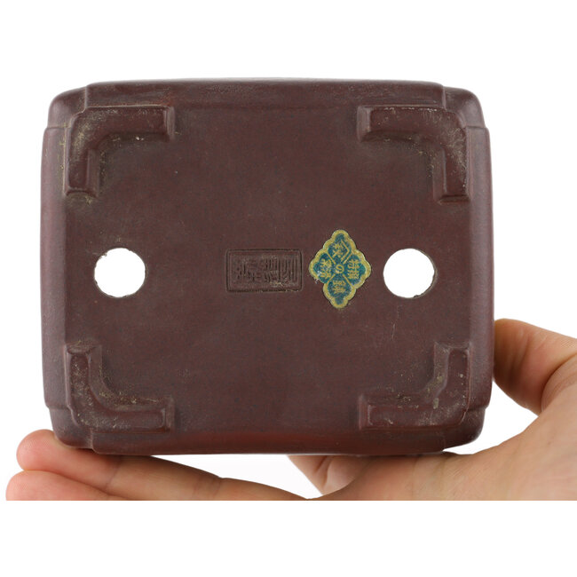 Pot à bonsaï rectangulaire non émaillé par Yamaaki - 110 x 95 x 50 mm