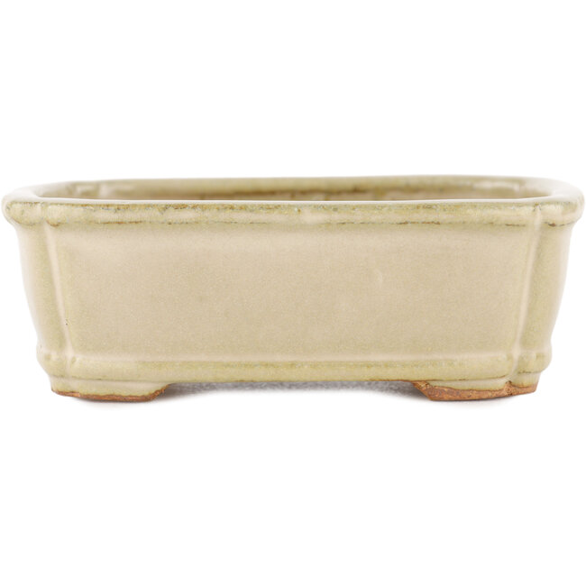 Rectangular beige bonsai pot by Hattori - 125 x 95 x 40 mm