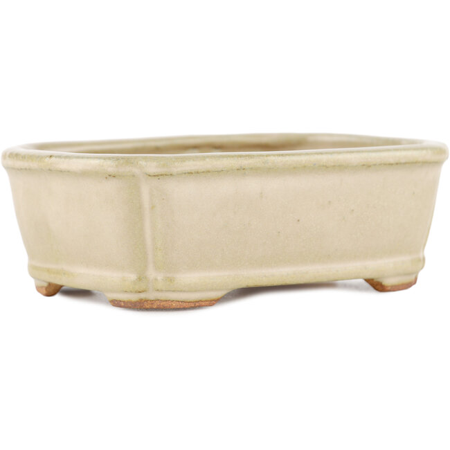 Rectangular beige bonsai pot by Hattori - 125 x 95 x 40 mm