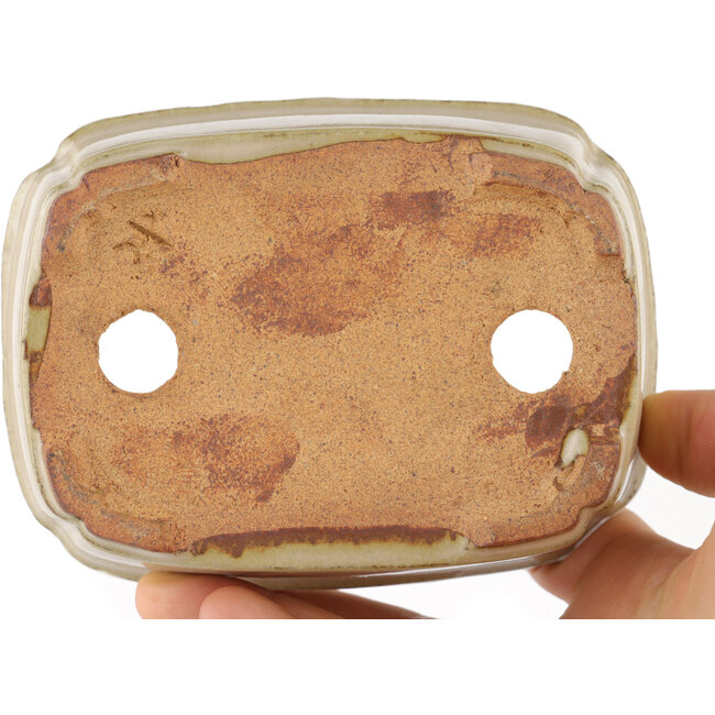 Pot à bonsaï rectangulaire beige par Hattori - 125 x 95 x 40 mm