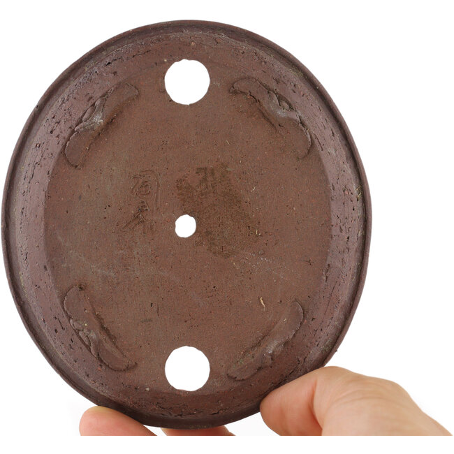 Oval unglazed bonsai pot - 120 x 110 x 20 mm