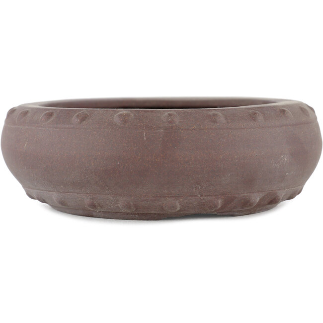 Round unglazed bonsai pot by Yamaaki - 155 x 155 x 50 mm