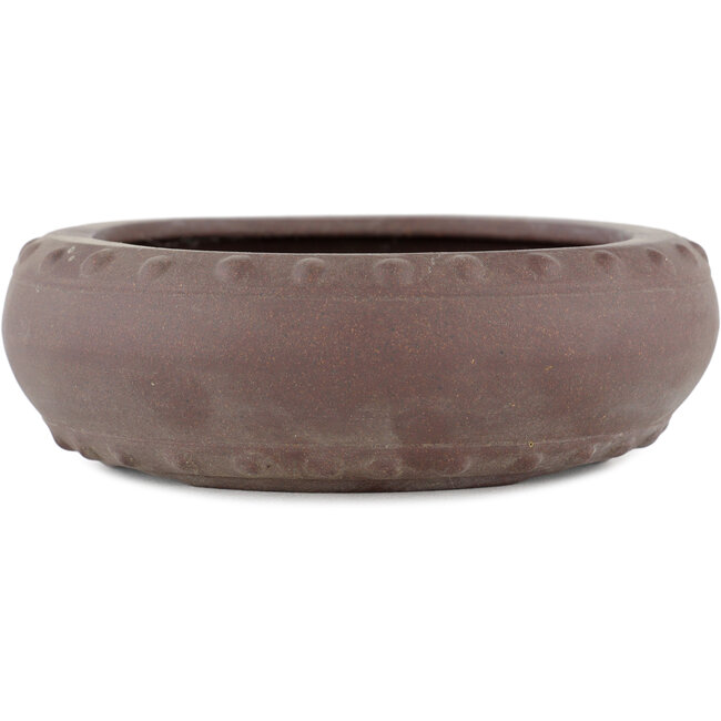 Ronde ongeglazuurde bonsaipot van Yamaaki - 155 x 155 x 50 mm