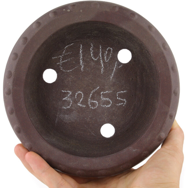 Pot à bonsaï rond non émaillé par Yamaaki - 155 x 155 x 50 mm