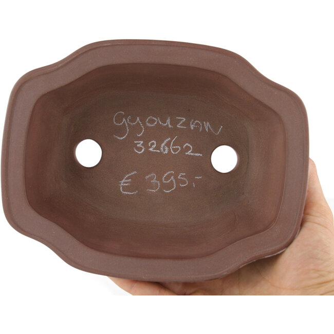 Mokko ongeglazuurde bonsaipot van Gyouzan - 180 x 140 x 70 mm