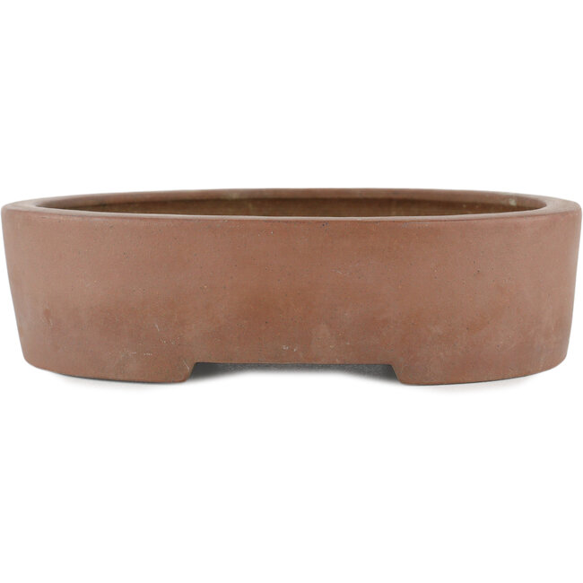 Oval unglazed bonsai pot by Keizan - 215 x 165 x 55 mm