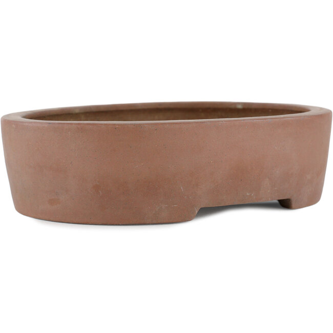 Oval unglazed bonsai pot by Keizan - 215 x 165 x 55 mm