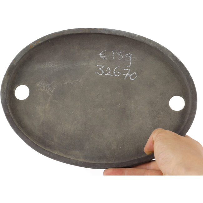 Pot à bonsaï ovale non émaillé par Yamaaki - 215 x 155 x 22 mm