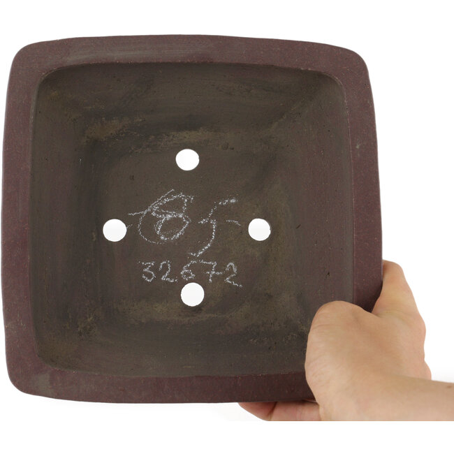 Pot à bonsaï carré non émaillé par Yamaaki - 190 x 190 x 40 mm