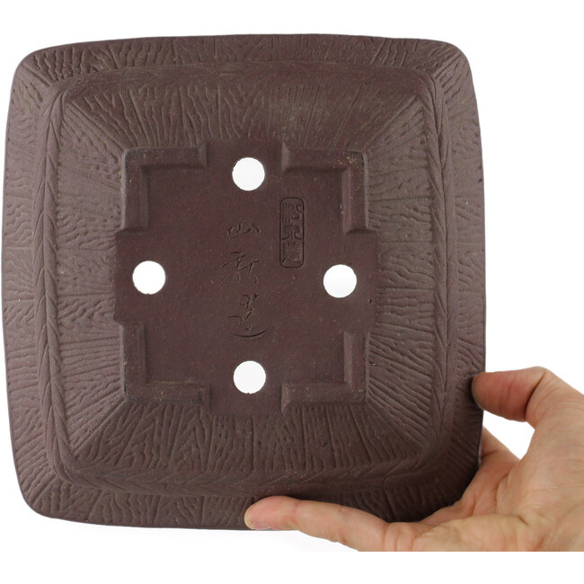 Maceta para bonsái cuadrada sin esmaltar de Yamaaki - 190 x 190 x 40 mm