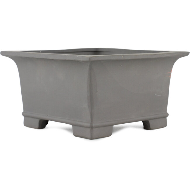 Square unglazed bonsai pot by Tosui - 185 x 185 x 105 mm